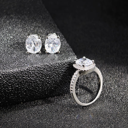 European and American Cross-border Niche High-level Design Earrings Jewelry suit Women's Two-piece e7969-r466