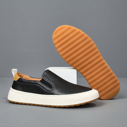 Men's Shoes 2025 New Style Men's Genuine Leather Casual Sneakers Breathable Loafers Slip-On Lazy Shoes Breathable and Comfortable