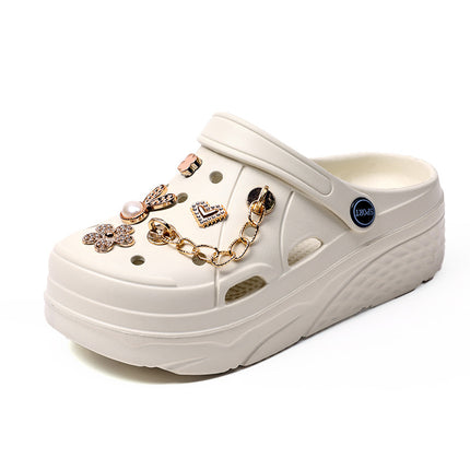 Cute Cartoon Plastic Shoes, Flower Hole Shoes, Women's Summer Outer Wear, Non-Slip Toe-Toe Slippers, Fashionable Casual Sandals