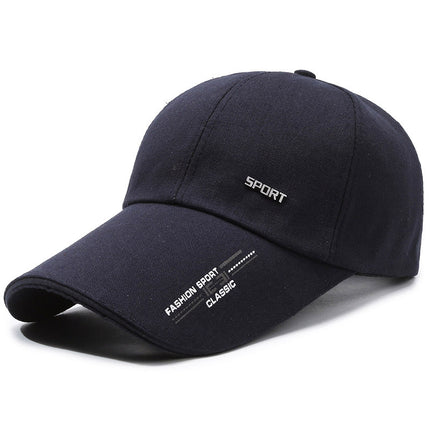Spring and Autum New Men's Hats, Versatile Baseball Caps, Iron Labels, Casual Sun Hats, Extended Brim Peaked Caps