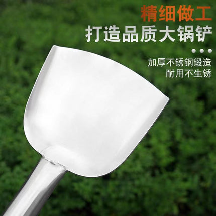 Stainless Steel Shovel Stir-frying Shovel Long Steel Handle Sketch Iron Shovel Kitchenware Hotel Large Sketch Thickened Stainless Steel Sketch