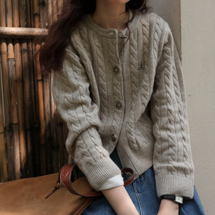 Classic Reputation Australian Merino Wool Cable-Knit Cardigan for Small People