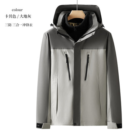 Windproof and Waterproof Three-in-One Down Jacket Fleece Graphene Hooded Work Clothes Jacket Work Clothes Printing