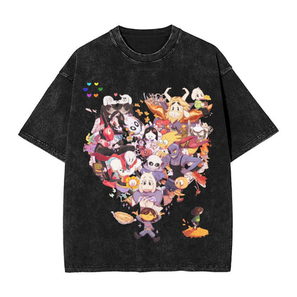 Annoying Dog Game Frisk t Shirts Hip Hop Washed Cotton Overs
