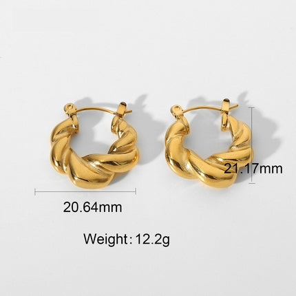 Cross-border European and American earrings ins fashion short C- shaped horns earrings stainless steel 18K gold-plated earrings women wholesale