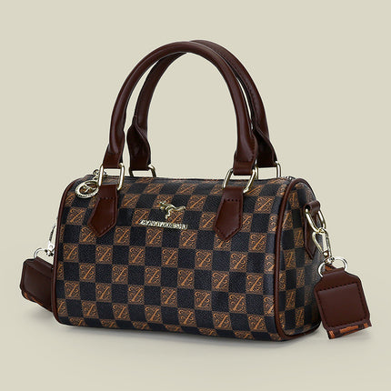 Cross-Border Women's Bag 2025 New Retro Printed Boston Handbag Trendyy Bag Versatile Shoulder Pillow Bag