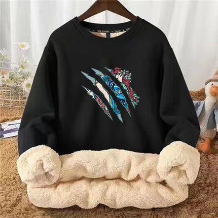 Sweater for women fleece-lined thickened winter 2022new lambswool plus size women's round neck autumn clothing lambswool coat for women