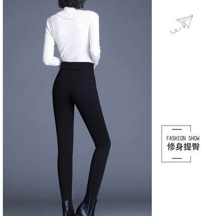Factory direct selling leggings outer wear fleece-lined high waist padded lamb velvet leggings autumn and winter stretch slim women's pants