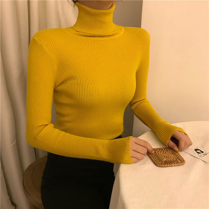Factory direct turtleneck sweater women's autumn and winter all-match inner slim fit slim top black fashion knitted base shirt