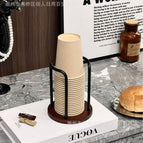 [single cup black] walnut color disposable paper cup holder