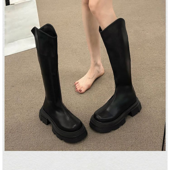 Thick-Soled Thick-Heeled Knee-Length Boots for Thick Legs and Long Boots 2025 New Autumn and Winter High Knight Boots but Not Long Boots for Women