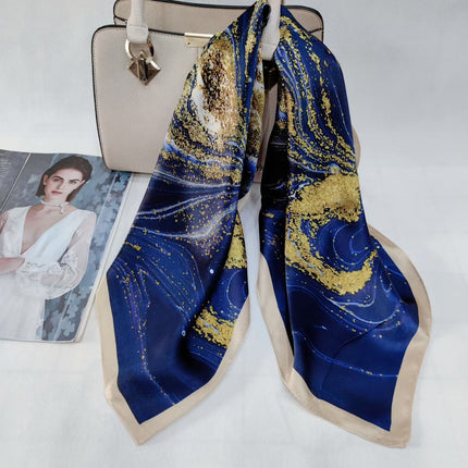 Suzhou Silk Women's Scarf 100% Mulberry Silk Scarf Large and Small Square Scarf Neckerchief Shawl with Printed Design