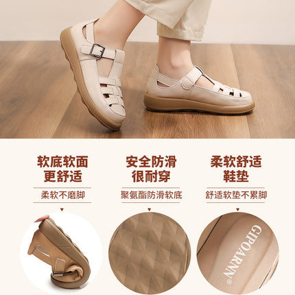 Mom's Shoes Are Comfortable and Don'T Tire Your Feet, Suitable for Middle-Aged and Elderly Women in Summer, 2026 New Model Women's Soft-Soled Leather Shoes, Non-Slip Sandals