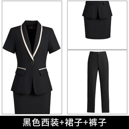 Summer short-sleeved suit suit women's thin business wear small temperament formal suit suit skirt front desk work clothes