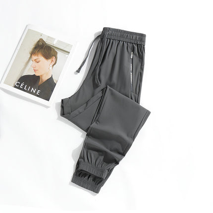 2024 Summer New Men's and Women's Ice Silk Elastic Couple Sports Pants Men's Sports Casual All-match Loose Sports