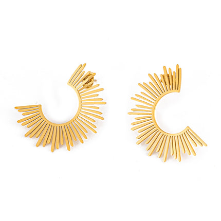 European and American fashion jewelry cross-border foreign trade INS wind gold-plated stainless steel fan-shaped exaggerated personality earrings women wholesale