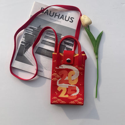 2026 Knitted Mobile Phone Bag, Small Square Bag, Versatile Crossbody Bag, Handbag, Commuting Casual, Artistic National Style
