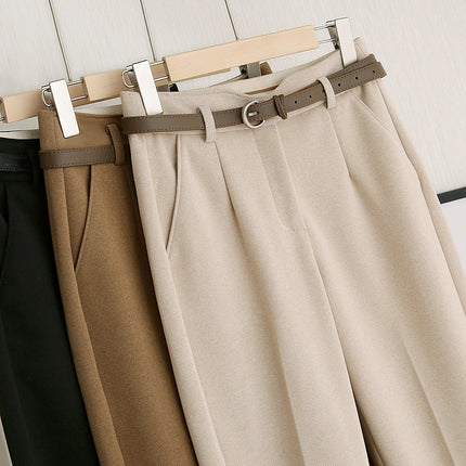 Same batch on cabinet! The slimming effect is full! Autumn and Winter high waist casual suit woolen pants cropped women's pipe pants women