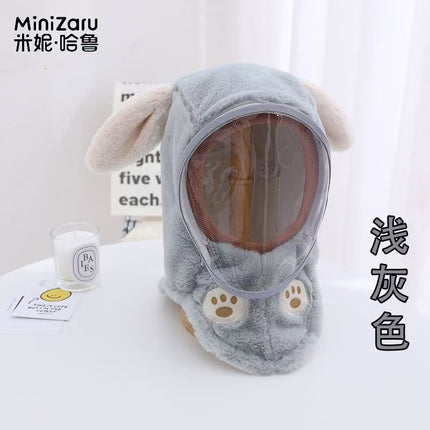 Children's Hat Winter New Style Baby Windproof Hat with Neck Warmer Integrated Hat Essential for Cycling Rabbit Hat
