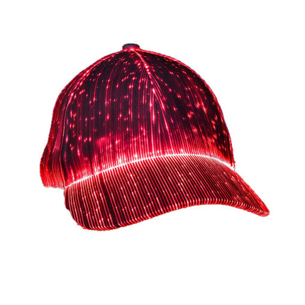 Halloween Source Manufacturer Dynamic Light-Up Hat Travel Hat Deep Crown Curved Brim Face-Slimming Led Light Fiber Optic Fluorescent Hat