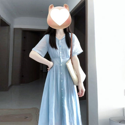 Blue A-Line Shirt Dress / Robe Chemise Bleue