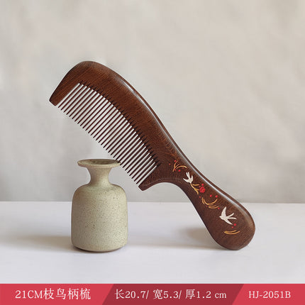 Sandalwood Comb for Meridian Scalp Massage, Anti-Static Hair Comb for Women, Medium-Tooth Volumizing Comb, Meridian Comb Gift Box