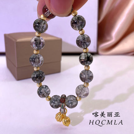 Cross-Border Green Phantom Bracelet for Women, Summer Ins-Style Design, Simple Crystal Bead Bracelet, Lotus Accessories, Friendship Jewelry