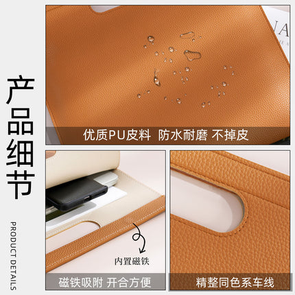 A4 Leather Magnetic Satchel Document Bag Custom Logo Folder Large Capacity File Bag Business Contract Storage Bag