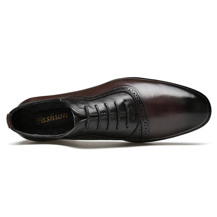 Spring and Autumn men's Brogue leather shoes British pointed Business Formal wear genuine leather men's shoes Oxford single-layer shoes wedding shoes men's shoes