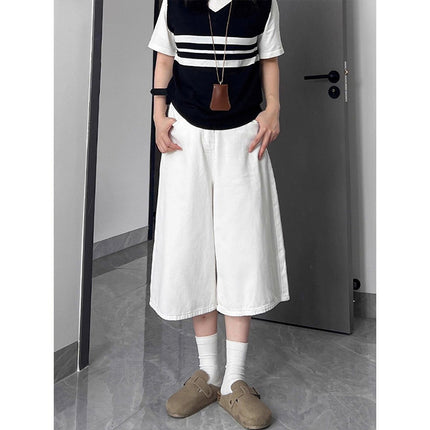American-Style Dark Blue Wide-Leg Jeans for Women, 2025 Autumn New Straight Loose Slimming Lazy Design Floor-Length Pants