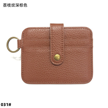 Vintage Oil Wax Leather Buckle Genuine Leather Card Holder Men's Multifunctional Cowhide Women's Coin Purse with Key Ring Driver's License Holder