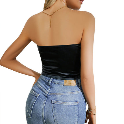 New Solid Color Waist-Cinching Slim-Fit Sexy Backless Outerwear Inner Wear Tube Top Custom-Made with Minimum Order Quantity