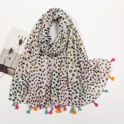 Fresh and Elegant Red Petal Mixed Printed Tassel Gauze Women's Cotton and Linen Scarf Travel Decorative Shawl