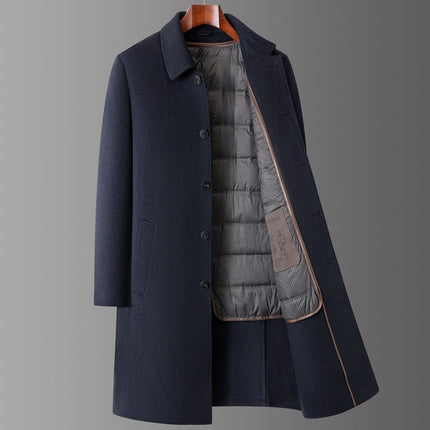 High-End Men's Double-Sided Cashmere Mid-Length Coat Autumn and Winter Classic Casual Warm Woolen Windbreaker Jacket
