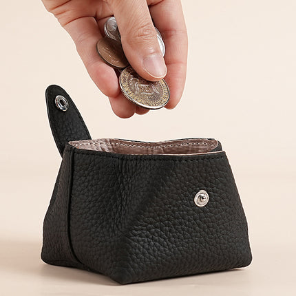 Cross-border Ins Girl's Small Jewelry Storage Bag Mini Genuine Leather Coin Purse Earphone Bag Women's Mouth Red Envelope Coin Bag