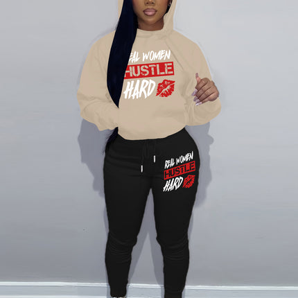Fashion Joker Fall/Winter Sweat Pants Two-Piece Set Letter Print