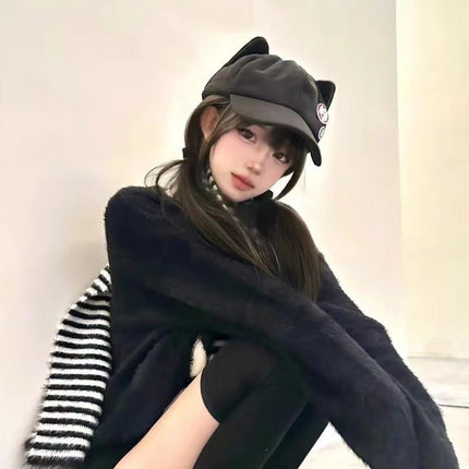 Asuka Same Style Hat EVA Cat Ear Hat Cartoon Cute Popular Versatile Peaked Cap Animation Two-dimensional