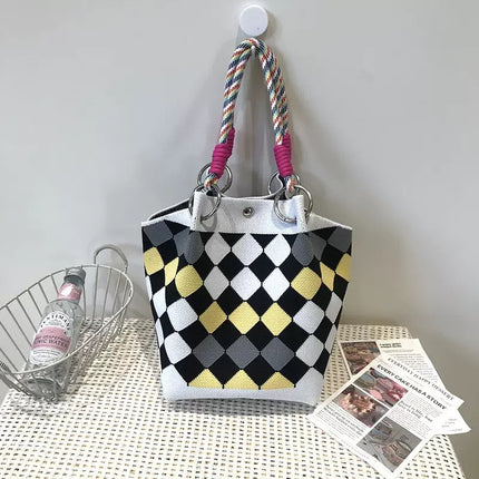Korean Style New Ins Knot Handbag Spring and Autumn Portable Bucket Bag Travel All-match Small Large Capacity Handbag