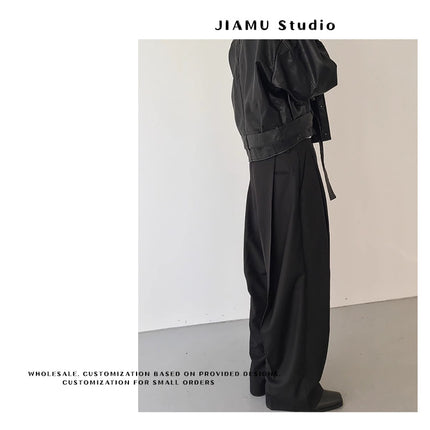 JIAMU American Baggy Deconstructed Stitching Casual Pants Men's Spring New Fashion Brand High-grade Vertical Wide-leg Pants