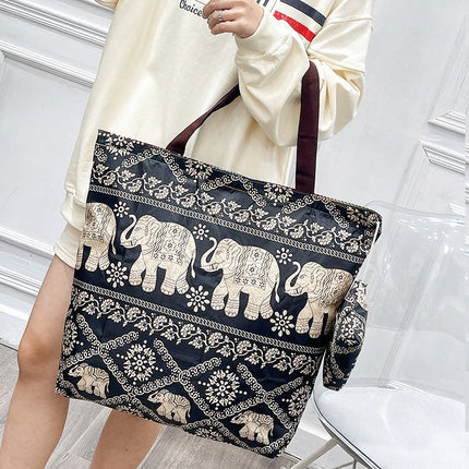 Water-Repellent Oxford Cloth Shopping Bag Foldableable Environmentally Friendly Bag Large Capacity Supermarket Grocery Shopping Bag Satchel Bag Handbag