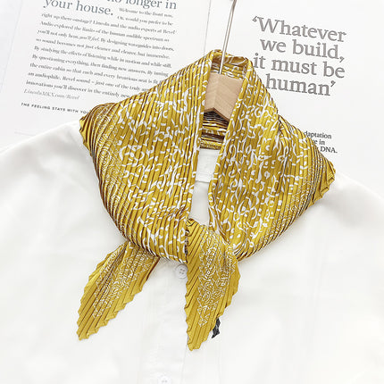 Crumpled Scarf Women's Spring and Summer Elegant Printed Diamond Scarf Korean Style Professional Small Scarf All-match Decorative Thin Scarf