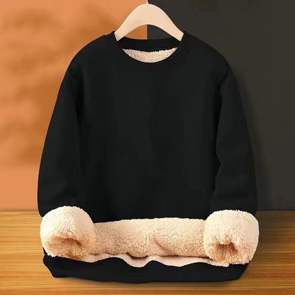 Fleece-lined thickened sweater men's winter Youth student 2022 new best bear printed round neck lambswool top