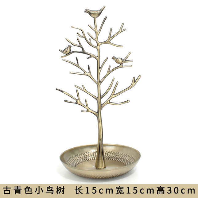 Factory Direct Sales Bird Tree Earring Rack Jewelry Display Rack Alloy Tree-Shaped Acacia Tree Jewelry Rack Wholesale Ornaments
