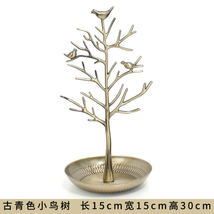 Factory Direct Sales Bird Tree Earring Rack Jewelry Display Rack Alloy Tree-Shaped Acacia Tree Jewelry Rack Wholesale Ornaments