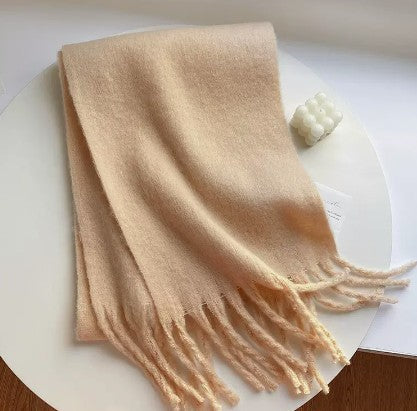 Solid Color Thickened Long Scarf Women's 2024 Autumn and Winter New Korean Style Winter Students All-match Shawl Scarf Pink