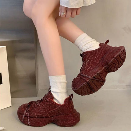 Stylish Full Diamond-Embellished Dad Sneakers, New Autumn 2026 Thick-Soled Trendy Street-Style Sports Casual Shoes, Versatile and Fashionable