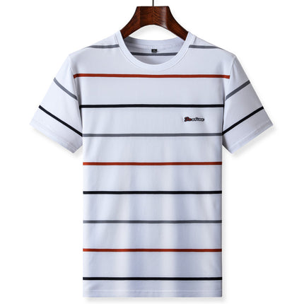 Mingdi Mouse Men's Summer New Cotton Crewneck Pullover T-shirt Men's Fashion Casual Short-sleeved Striped Men's T-shirt