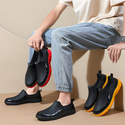 Korean Fashion Spring & Fall Rubber Shoes for Couples, Men and Women, Outdoor Non-Slip Rain Boots, Kitchen Anti-Fouling, Non-Slip Takeaway Water Shoes, Rubber Shoes