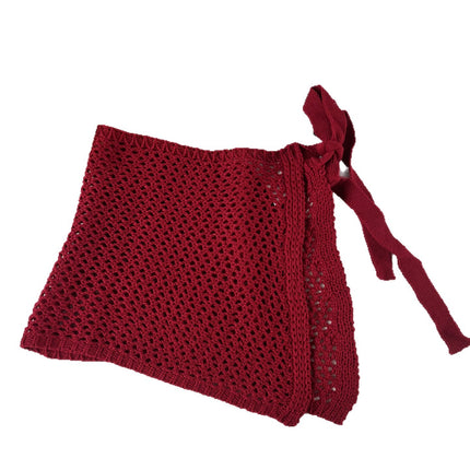 Four Seasons Korea Dongdaemun Spring and Summer Style Versatile Decorative Hollow Knitted Skirt Women's Lace-Up Butt Curtain Layering