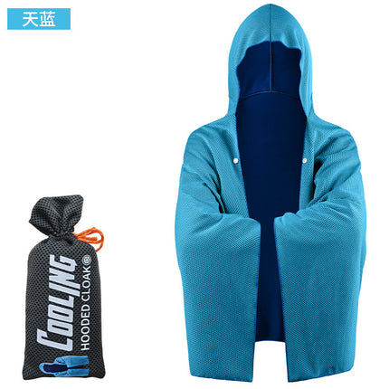 Outdoor sports cold sunscreen cloak large quick-drying hooded beach bath towel absorbent sunshade shawl cold towel
